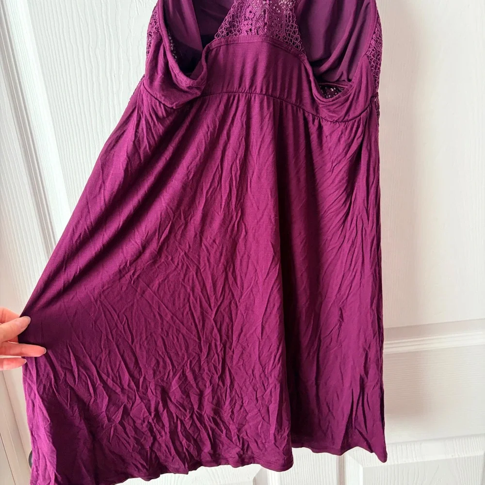 Victorias Secret Lace Trim Babydoll Chemise Nightgown Purple Large NEW - Picture 7 of 10